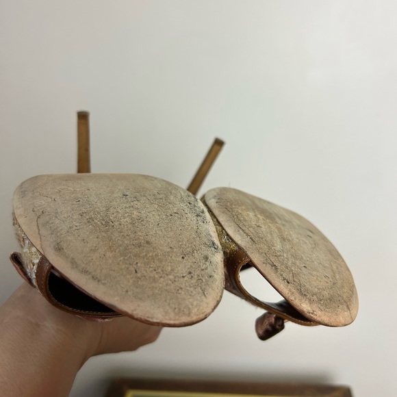 GUNMETAL Made in Italy  Brown and Tan Stiletto High Heels Fabric-Leather 41 - Picture 10 of 13